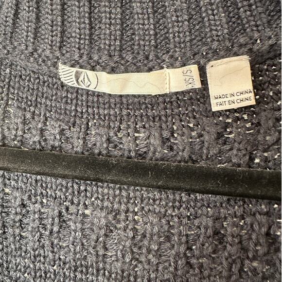 Volcom Black Knit Cardigan Gold Studded Sleeves Front Gold Buttons XS / S - Picture 12 of 16